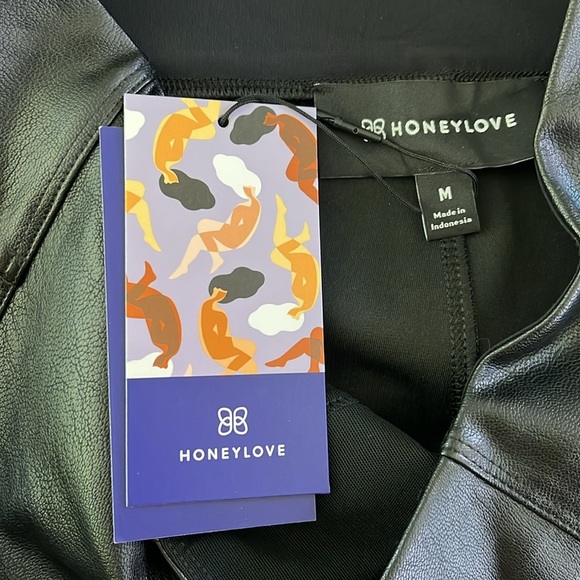 NWT Honeylove Vegan Faux Leather Leggings Shapewear | Black | M - Picture 12 of 14